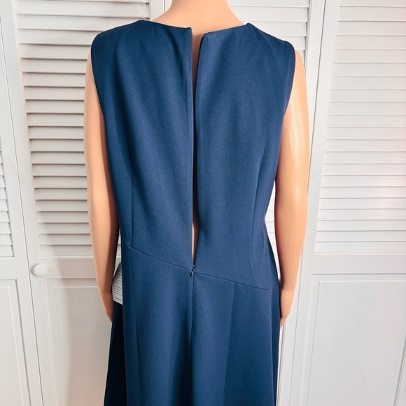 LONDON TIME Navy Blue Asymmetrical Detail Dress Size 16 - Picture 5 of 10